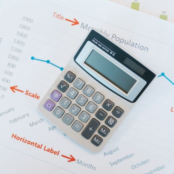 financial charts calculator desk analysis